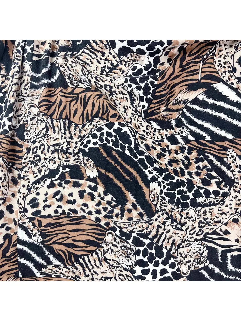 Vintage Animal Print Midi Skirt with Elastic Waistband - Picture 5 of 8
